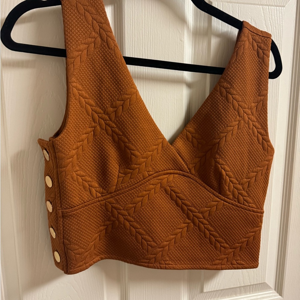 Anthropologie Cropped Layering Button Side Vest